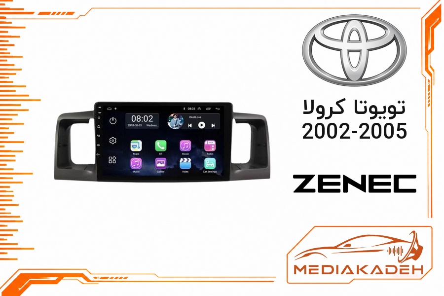 پک مانیتور و قاب فابریک تویوتا کرولا 2002-2005 زنیک 9 اینچ مدل TS 7932 Pro | رم 2 حافظه 32 با کارپلی