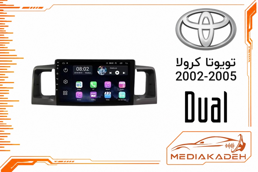 پک مانیتور و قاب فابریک تویوتا کرولا 2002-2005 دوال 9 اینچ مدل DLX-Q900 | رم 4 حافظه 64 با کارپلی