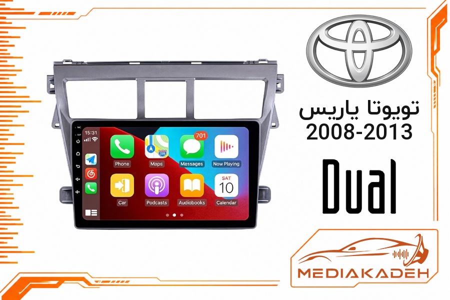 پک مانیتور و قاب فابریک تویوتا یاریس 2008-2013 دوال 9 اینچ مدل P 9000 SCH | رم 2 حافظه 64 با کارپلی