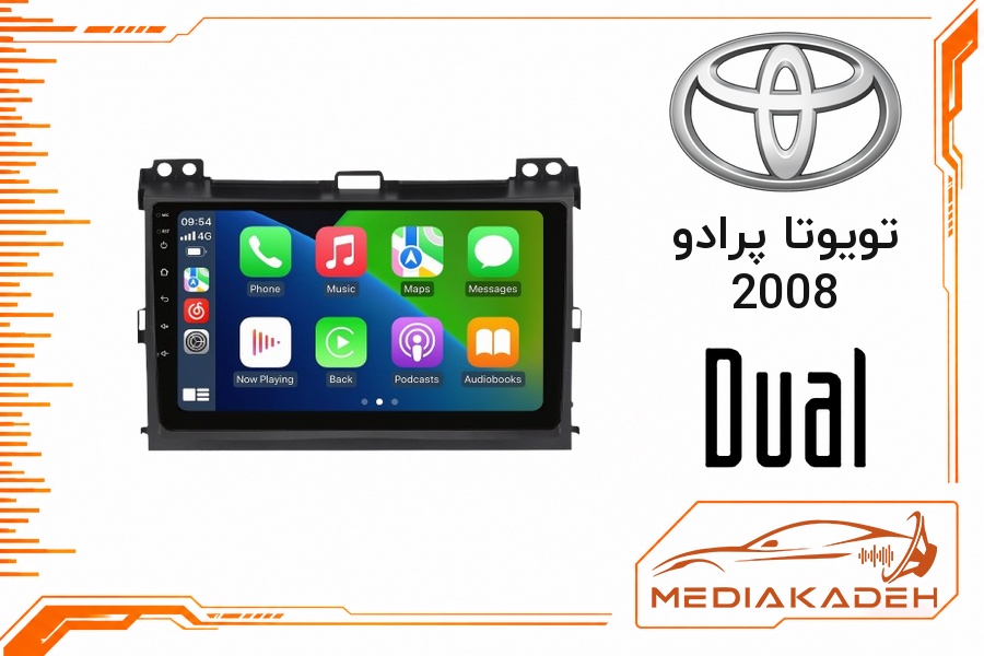 پک مانیتور و قاب فابریک تویوتا پرادو 2008 دوال 9 اینچ مدل سری 9800 | رم 2 حافظه 32 با کارپلی