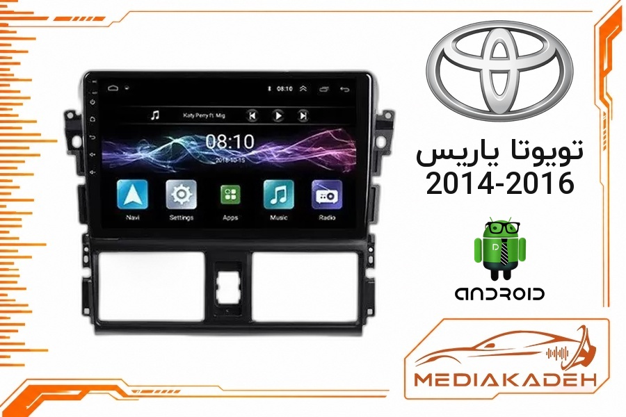 پک مانیتور و قاب فابریک تویوتا یاریس 2014-2016 اندروید 9 اینچ مدل 6580 1-16 | رم 1 حافظه 16