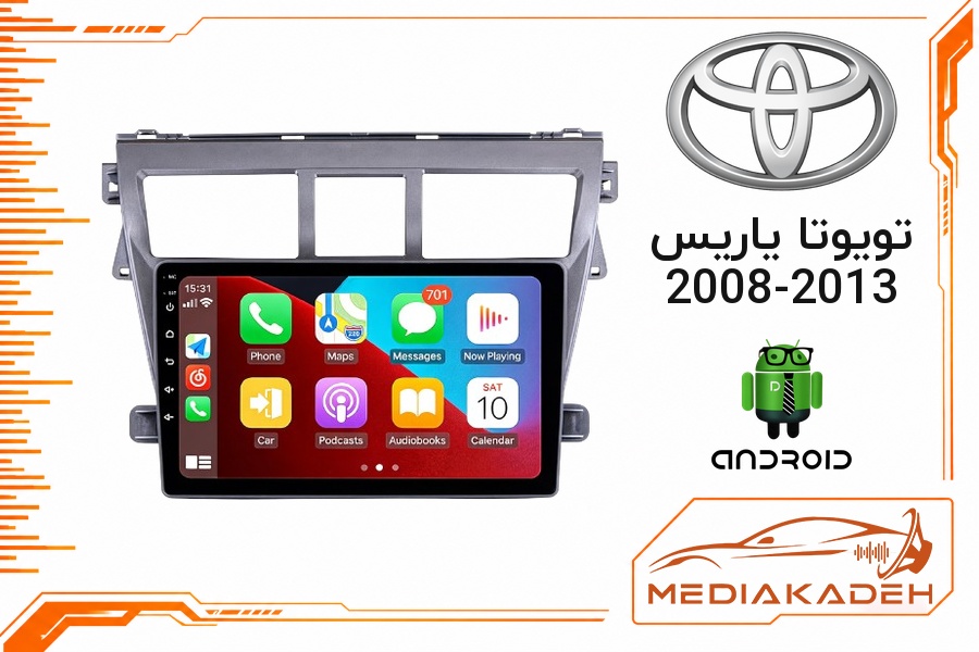 پک مانیتور و قاب فابریک تویوتا یاریس 2008-2013 اندروید 9 اینچ مدل 6580 1-16 فن‌دار | رم 1 حافظه 16