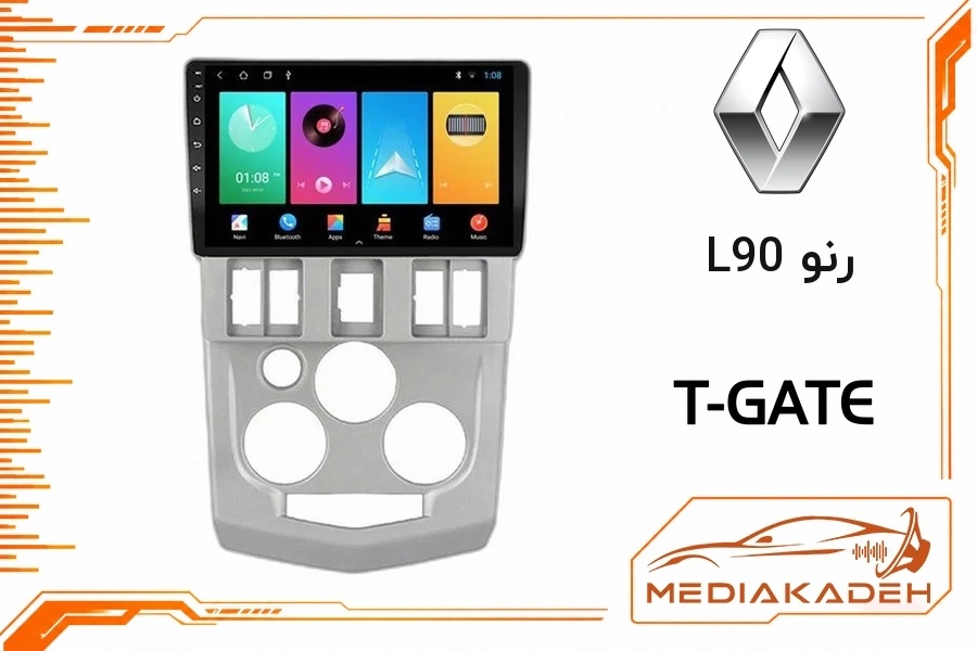پک مانیتور و قاب فابریک رنو L90 تی‌گیت 9 اینچ مدل T-GATE 2-32 | رم 2 حافظه 32