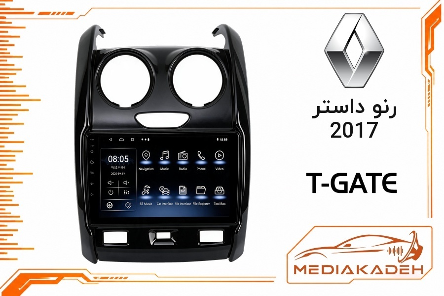 پک مانیتور و قاب فابریک رنو داستر 2017 تی‌گیت 9 اینچ مدل T-GATE 2-32 CP | رم 2 حافظه 32 با کارپلی