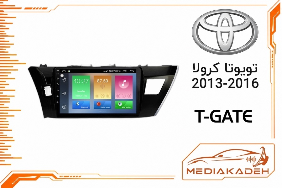 پک مانیتور و قاب فابریک تویوتا کرولا 2013-2016 تی‌گیت 9 اینچ مدل T-GATE 2-32 CP | رم 2 حافظه 32 با کارپلی