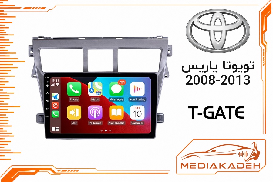 پک مانیتور و قاب فابریک تویوتا یاریس 2008-2013 تی‌گیت 9 اینچ مدل T-GATE 4-64 CP | رم 4 حافظه 64 با کارپلی