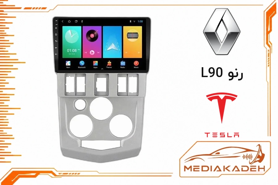 پک مانیتور و قاب فابریک رنو L90 تسلا 9 اینچ مدل TESLA 2-32 CP | رم 2 حافظه 32 با کارپلی