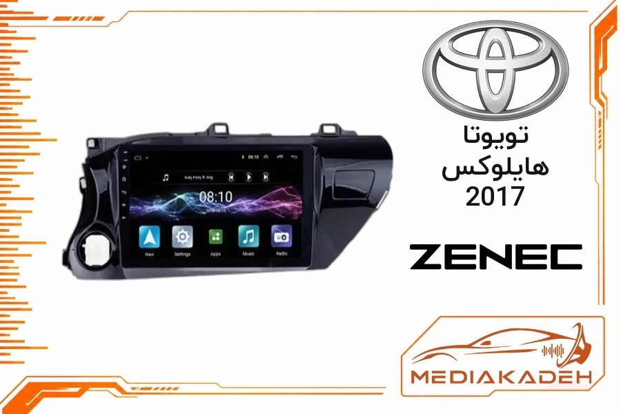 پک مانیتور و قاب فابریک تویوتا هایلوکس 2017 زنیک 9 اینچ مدل T400 | رم 2 حافظه 64 با کارپلی