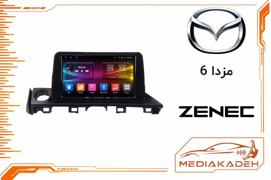 پک مانیتور و قاب فابریک مزدا 6 زنیک 9 اینچ مدل T400 | رم 2 حافظه 64 با کارپلی