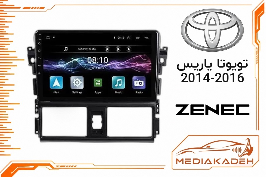 پک مانیتور و قاب فابریک تویوتا یاریس 2014-2016 زنیک 9 اینچ مدل T400 | رم 2 حافظه 64 با کارپلی