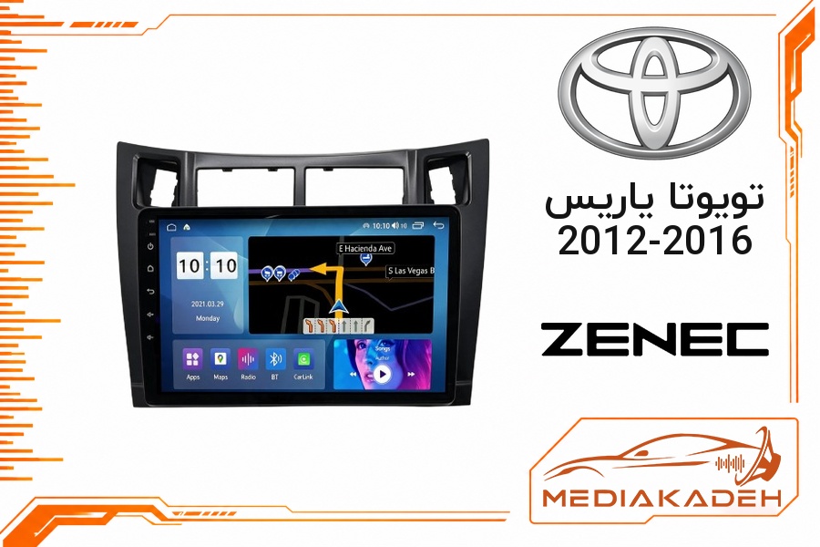 پک مانیتور و قاب فابریک تویوتا یاریس 2012-2016 زنیک 9 اینچ مدل T100X.2 | رم 2 حافظه 64 با کارپلی